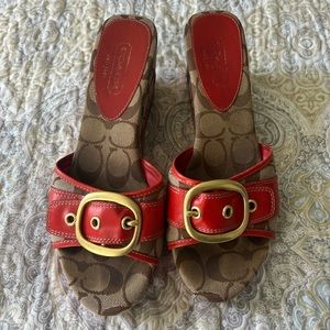Coach Wedge Slides Size 8 Red